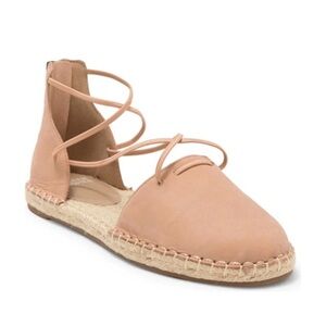 Eileen Fisher Women's Lace Up Espadrilles Leather Sandals Toffee Cream Size 6.5